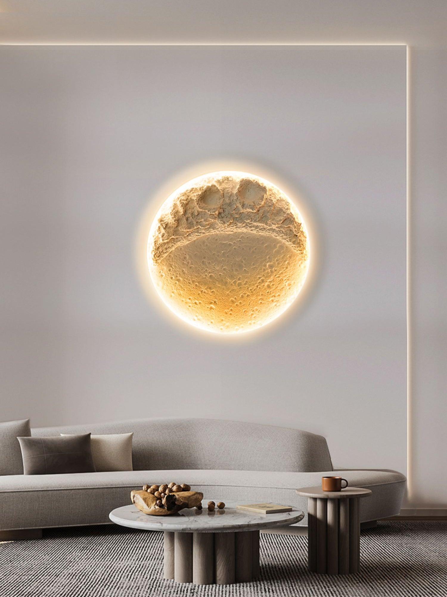 Modern Gypsum Moon Texture LED Wall Sconce for Artistic Interior Decor