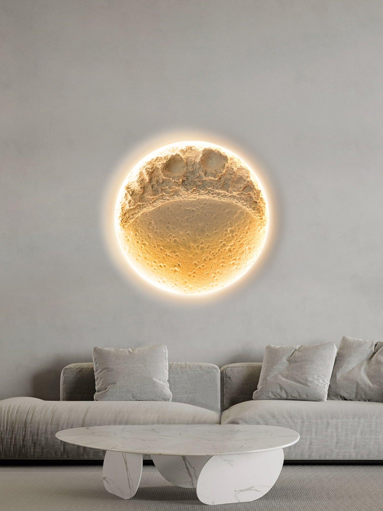 Modern Gypsum Moon Texture LED Wall Sconce for Artistic Interior Decor