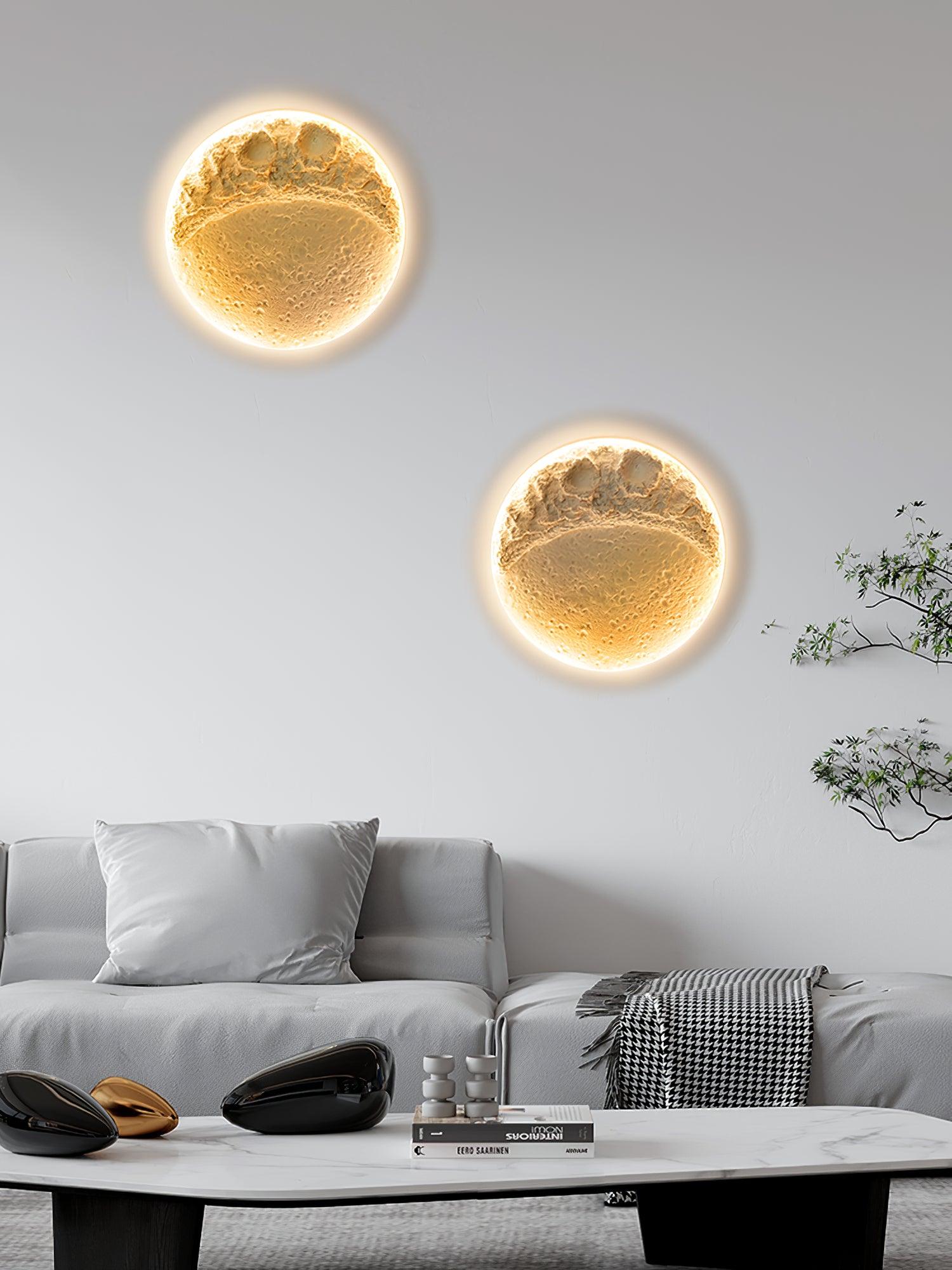 Modern Gypsum Moon Texture LED Wall Sconce for Artistic Interior Decor