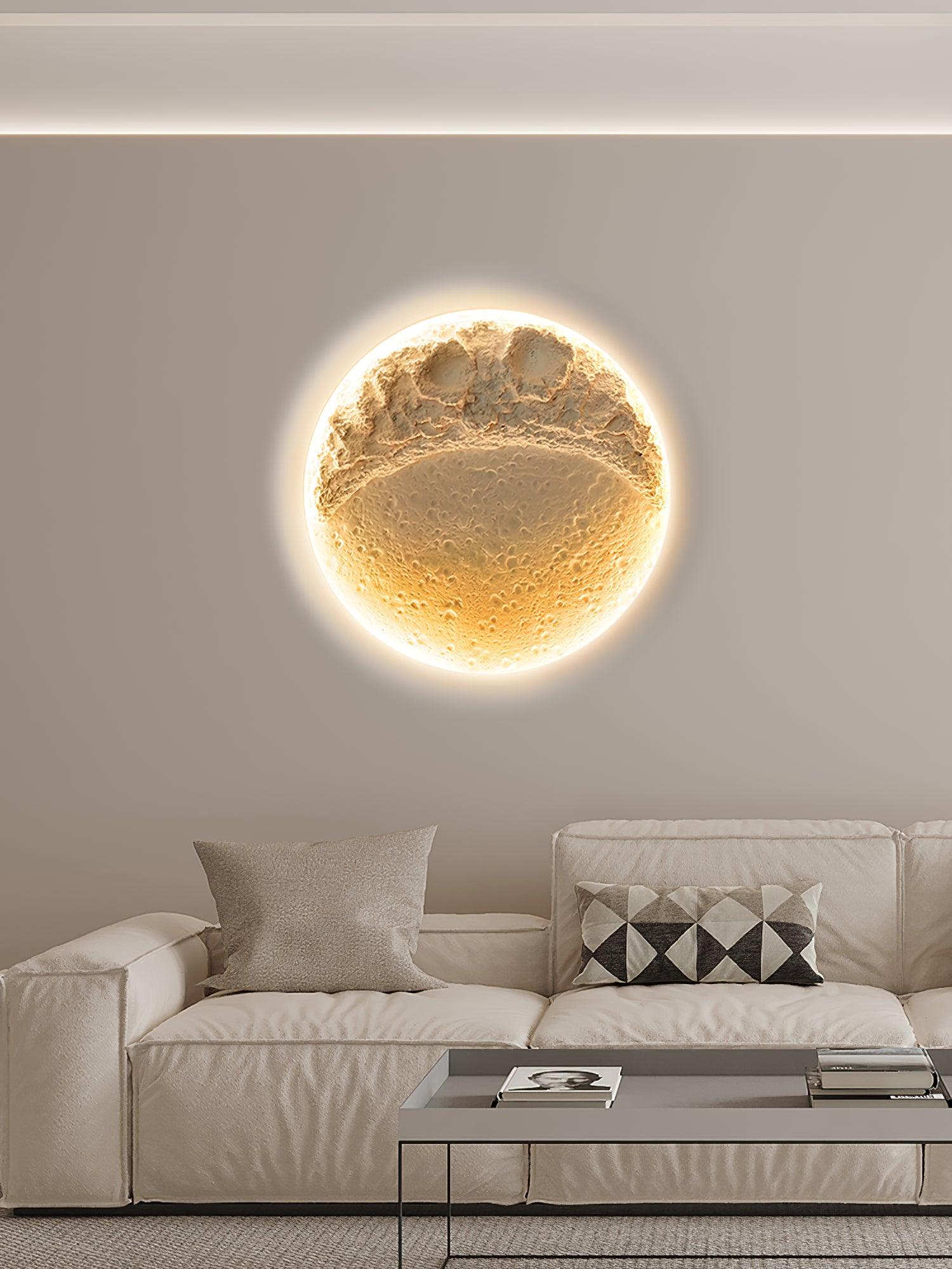 Modern Gypsum Moon Texture LED Wall Sconce for Artistic Interior Decor