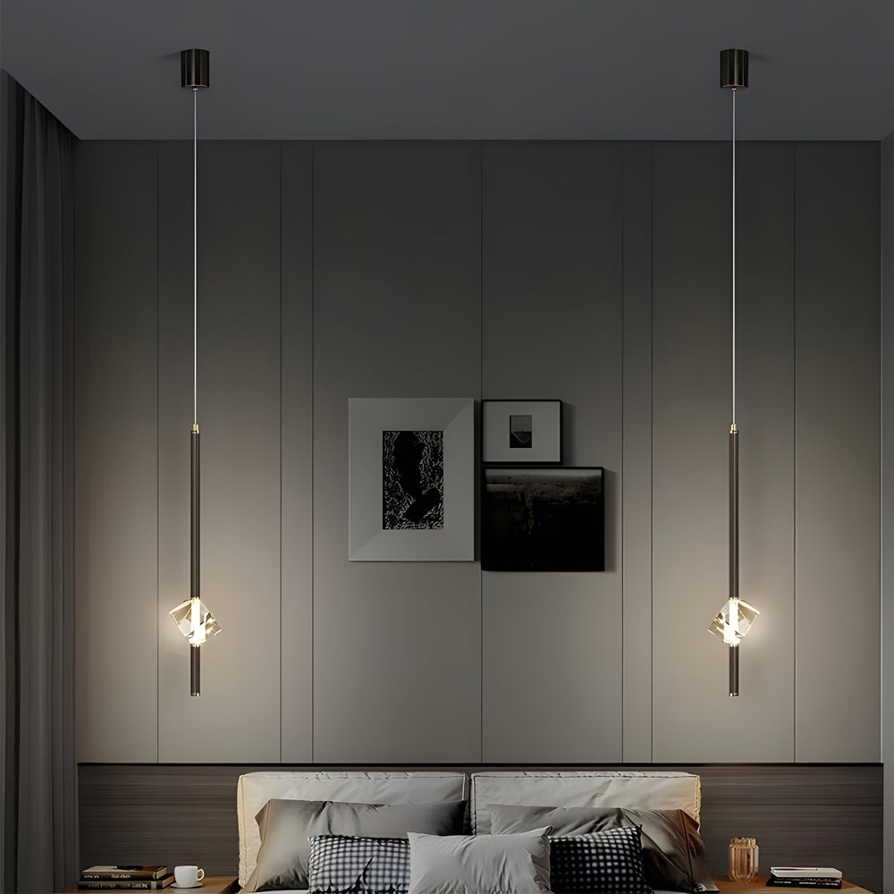 Modern H65 Copper Single Light Crystal Pendant Fixture with 3 Color Dimming LED