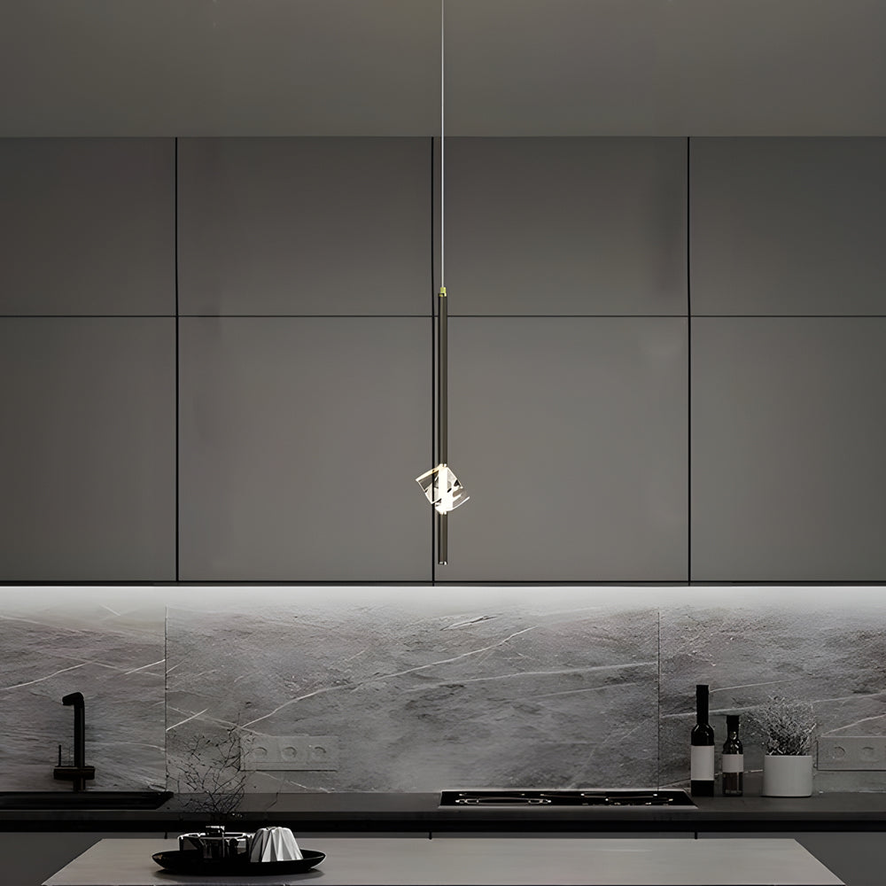 Modern H65 Copper Single Light Crystal Pendant Fixture with 3 Color Dimming LED