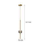 Modern H65 Copper Single Light Crystal Pendant Fixture with 3 Color Dimming LED