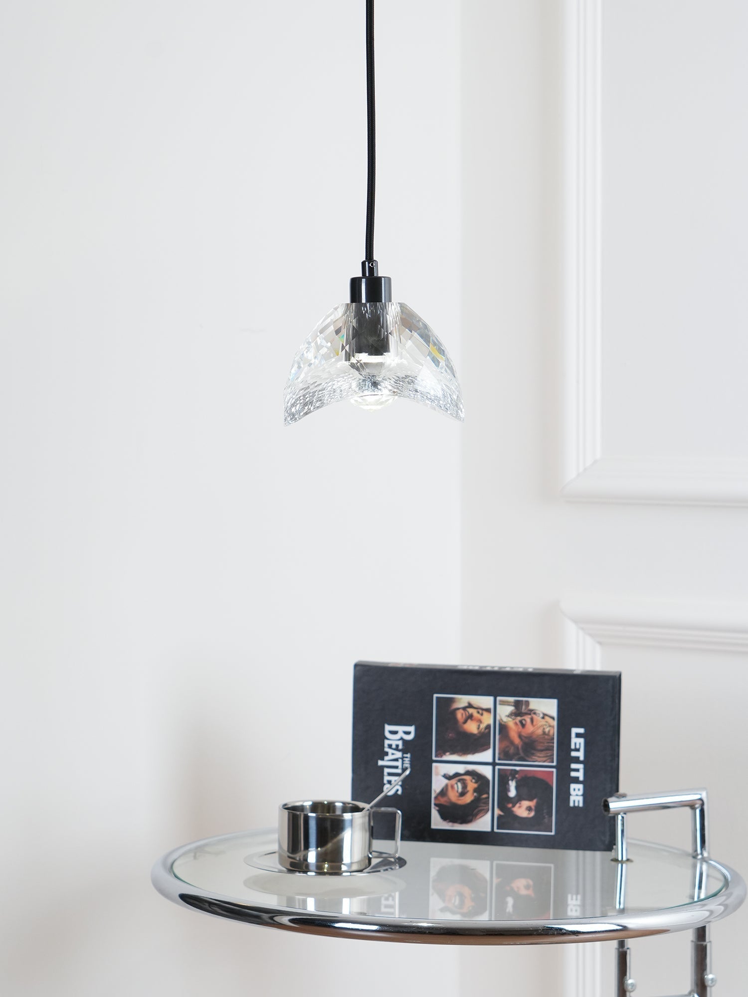 Modern Half Circle Glass Droplight Copper Pendant Lamp for Dining and Living Room