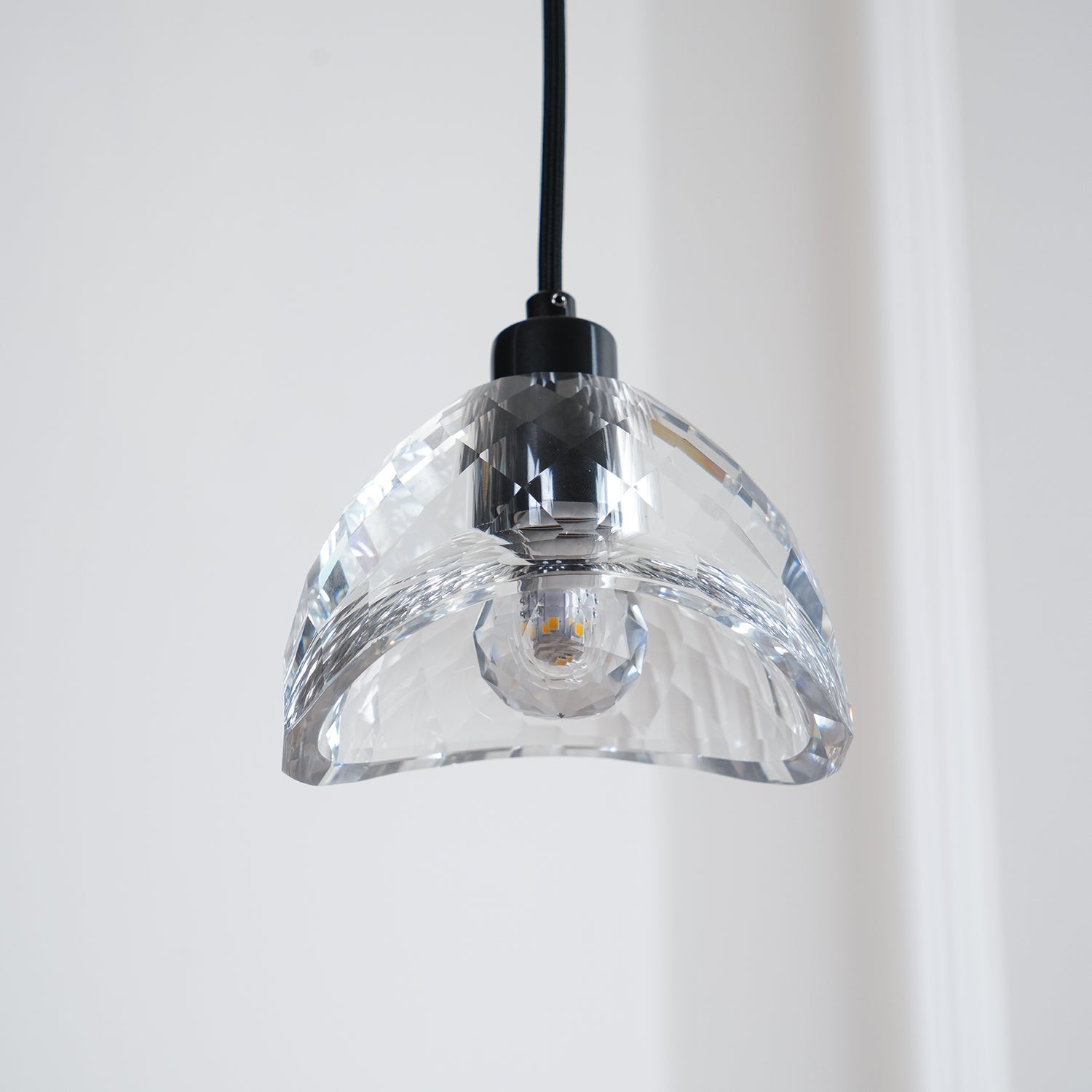Modern Half Circle Glass Droplight Copper Pendant Lamp for Dining and Living Room