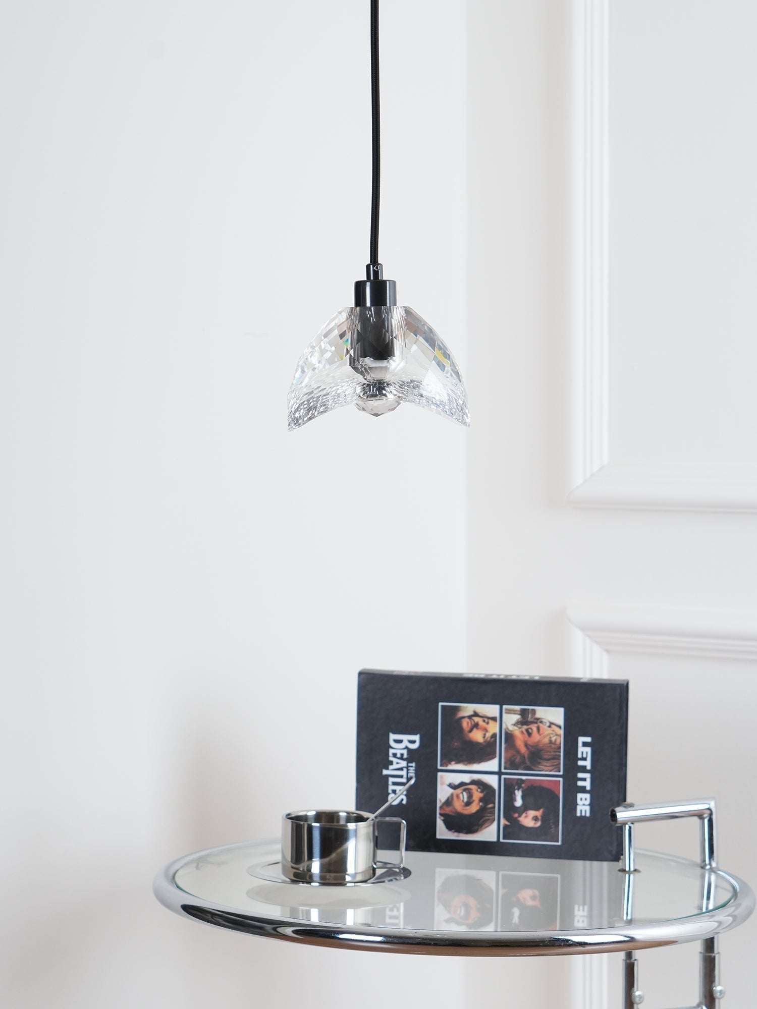 Modern Half Circle Glass Droplight Copper Pendant Lamp for Dining and Living Room