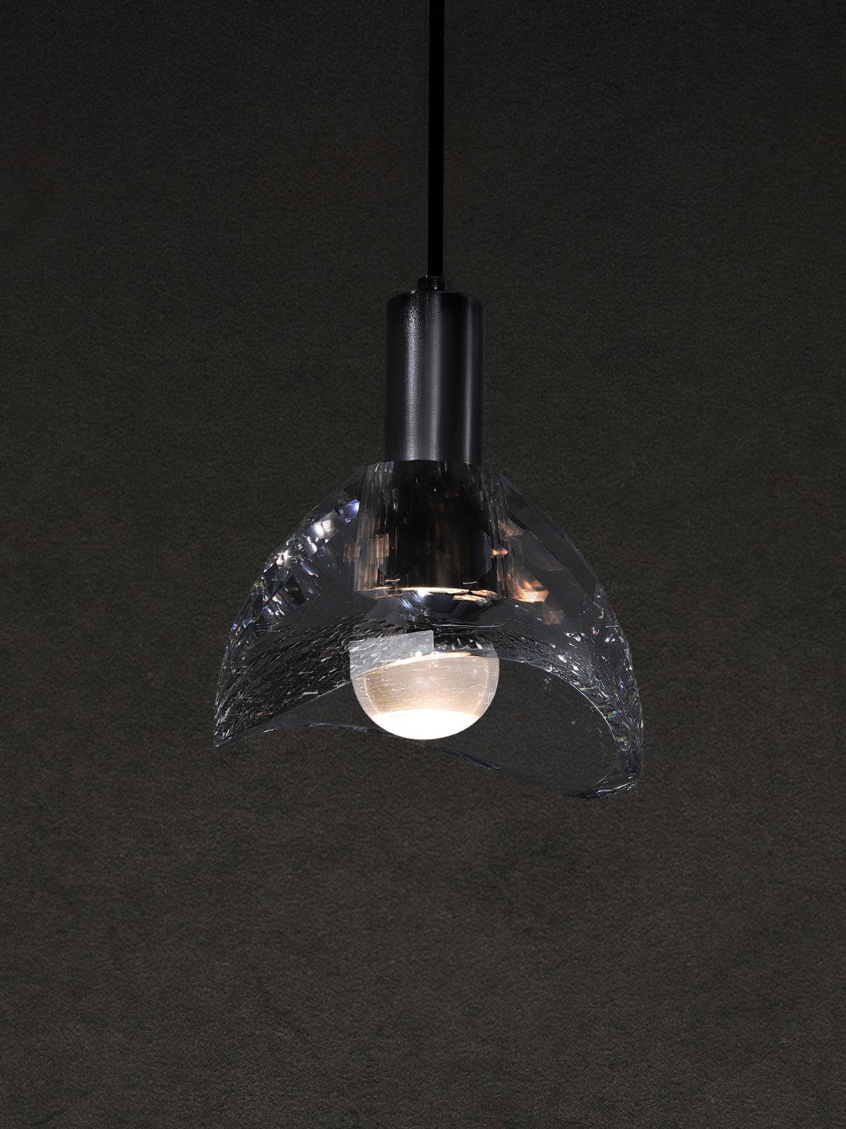 Modern Half Circle Glass Droplight Copper Pendant Lamp for Dining and Living Room
