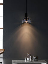 Modern Half Circle Glass Droplight Copper Pendant Lamp for Dining and Living Room