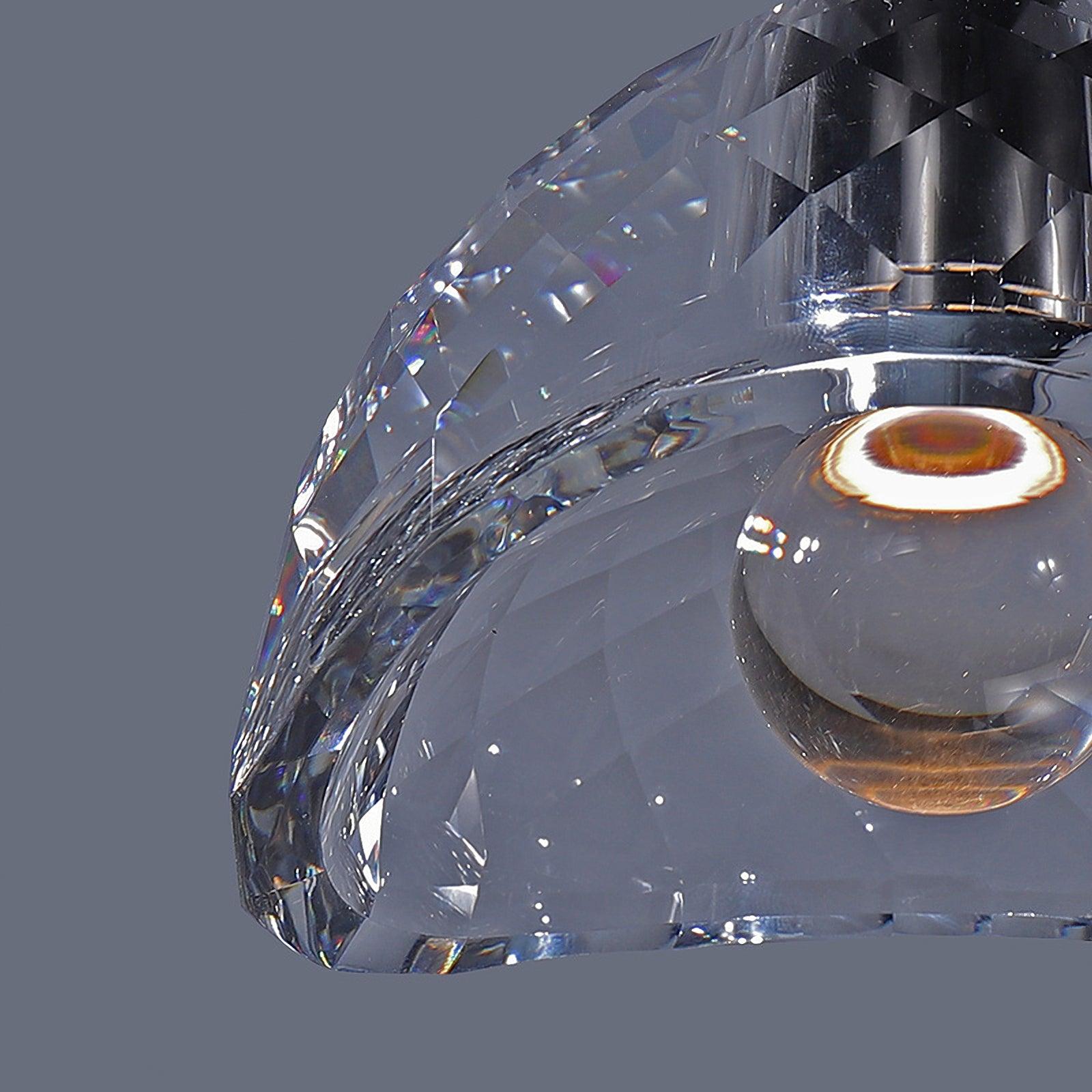 Modern Half Circle Glass Droplight Copper Pendant Lamp for Dining and Living Room