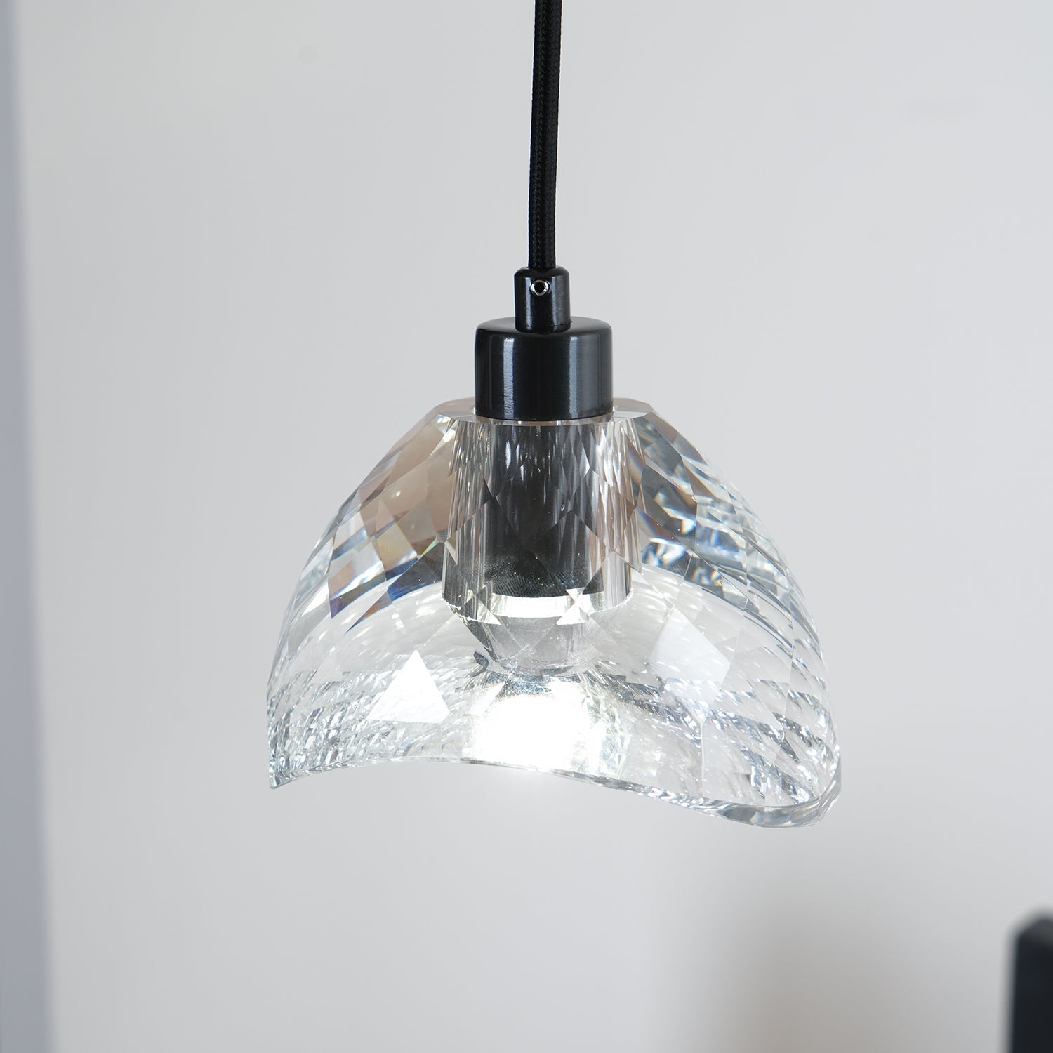 Modern Half Circle Glass Droplight Copper Pendant Lamp for Dining and Living Room