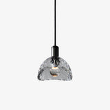 Modern Half Circle Glass Droplight Copper Pendant Lamp for Dining and Living Room