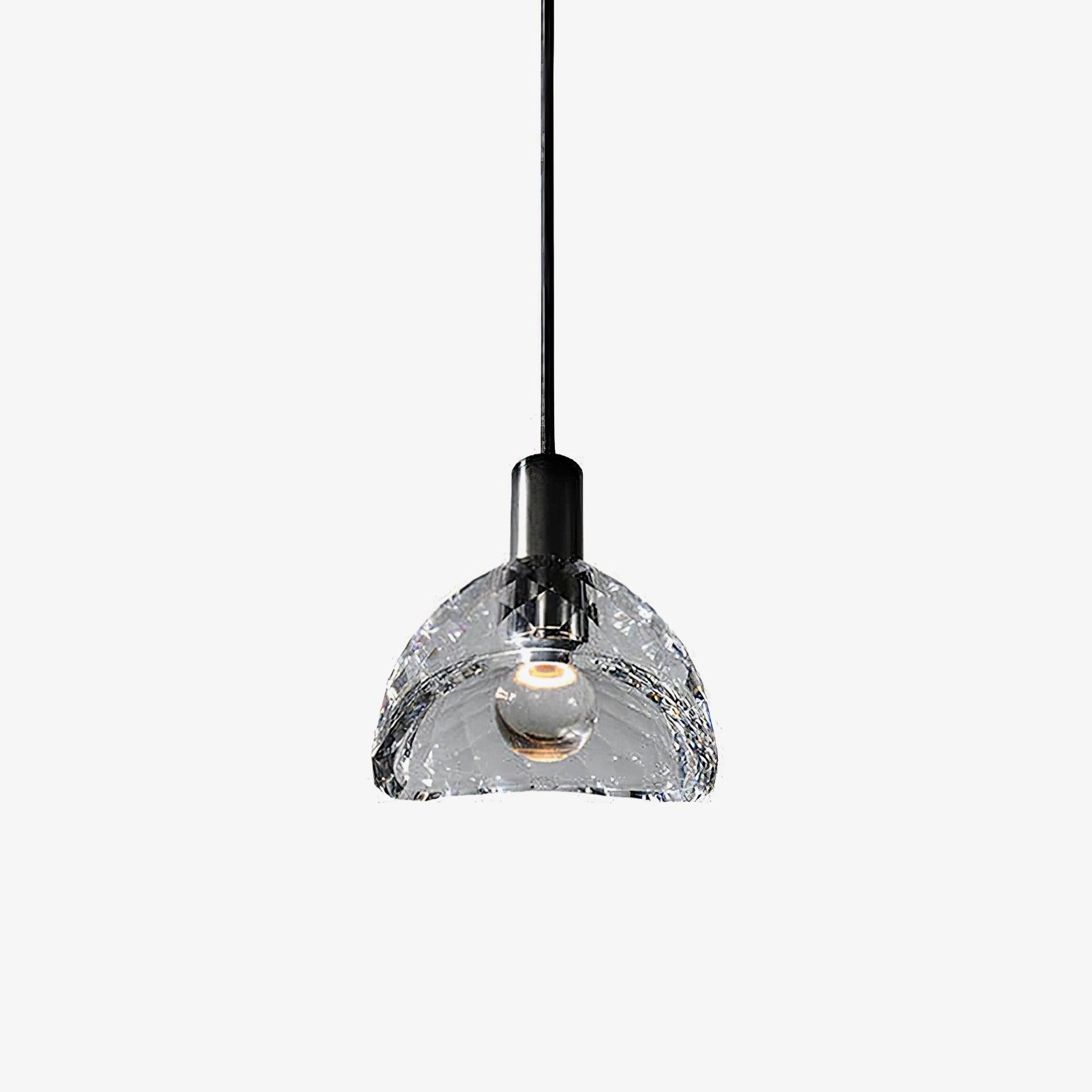 Modern Half Circle Glass Droplight Copper Pendant Lamp for Dining and Living Room