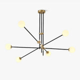 Modern Hand Blown Glass Globe Chandelier with Brass Rods Nordic Multi Head Ceiling Light