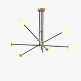 Modern Hand Blown Glass Globe Chandelier with Brass Rods Nordic Multi Head Ceiling Light