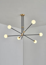 Modern Hand Blown Glass Globe Chandelier with Brass Rods Nordic Multi Head Ceiling Light