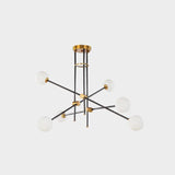 Modern Hand Blown Glass Globe Chandelier with Brass Rods Nordic Multi Head Ceiling Light