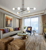 Modern Hand Blown Glass Globe Chandelier with Brass Rods Nordic Multi Head Ceiling Light
