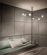 Modern Hand Blown Glass Globe Chandelier with Brass Rods Nordic Multi Head Ceiling Light