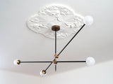 Modern Hand Blown Glass Globe Chandelier with Brass Rods Nordic Multi Head Ceiling Light