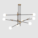 Modern Hand Blown Glass Globe Chandelier with Brass Rods Nordic Multi Head Ceiling Light