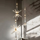 Modern Hand Blown Glass Linear Pendant Light with Champagne Gold Finish LED Droplight