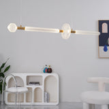 Modern Hand Blown Glass Linear Pendant Light with Champagne Gold Finish LED Droplight
