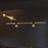 Modern Hand Blown Glass Linear Pendant Light with Champagne Gold Finish LED Droplight