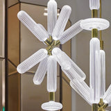 Modern Hand Blown Glass Linear Pendant Light with Champagne Gold Finish LED Droplight