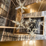 Modern Hand Blown Glass Linear Pendant Light with Champagne Gold Finish LED Droplight