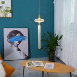 Modern Hand Blown Glass Linear Pendant Light with Champagne Gold Finish LED Droplight