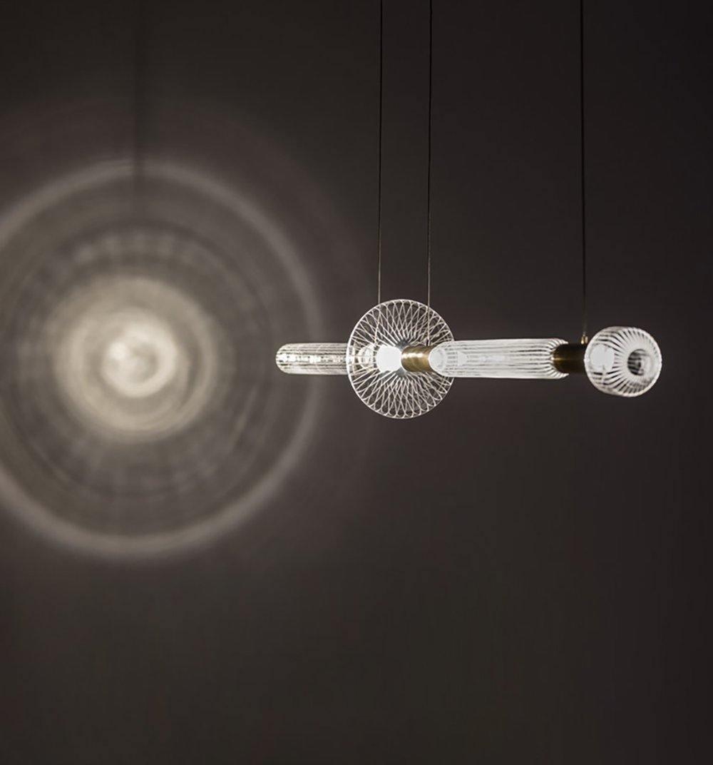 Modern Hand Blown Glass Linear Pendant Light with Champagne Gold Finish LED Droplight