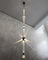 Modern Hand Blown Glass Linear Pendant Light with Champagne Gold Finish LED Droplight