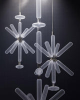 Modern Hand Blown Glass Linear Pendant Light with Champagne Gold Finish LED Droplight