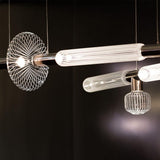 Modern Hand Blown Glass Linear Pendant Light with Champagne Gold Finish LED Droplight