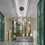 Modern Hand Blown Glass Linear Pendant Light with Champagne Gold Finish LED Droplight