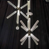 Modern Hand Blown Glass Linear Pendant Light with Champagne Gold Finish LED Droplight