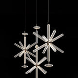 Modern Hand Blown Glass Linear Pendant Light with Champagne Gold Finish LED Droplight