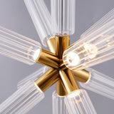 Modern Hand Blown Glass Linear Pendant Light with Champagne Gold Finish LED Droplight