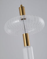 Modern Hand Blown Glass Linear Pendant Light with Champagne Gold Finish LED Droplight