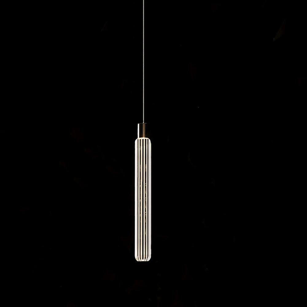 Modern Hand Blown Glass Linear Pendant Light with Champagne Gold Finish LED Droplight