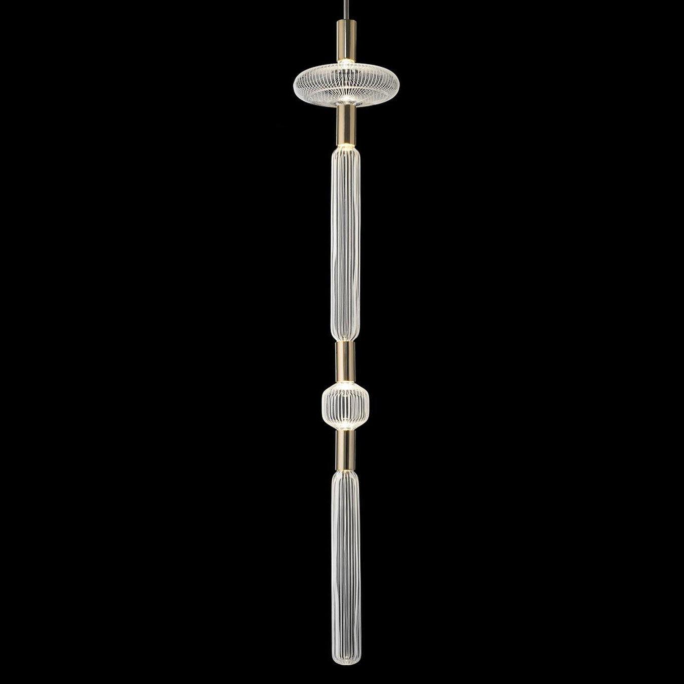 Modern Hand Blown Glass Linear Pendant Light with Champagne Gold Finish LED Droplight