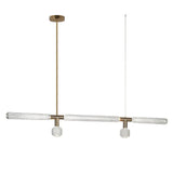 Modern Hand Blown Glass Linear Pendant Light with Champagne Gold Finish LED Droplight