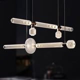 Modern Hand Blown Glass Linear Pendant Light with Champagne Gold Finish LED Droplight
