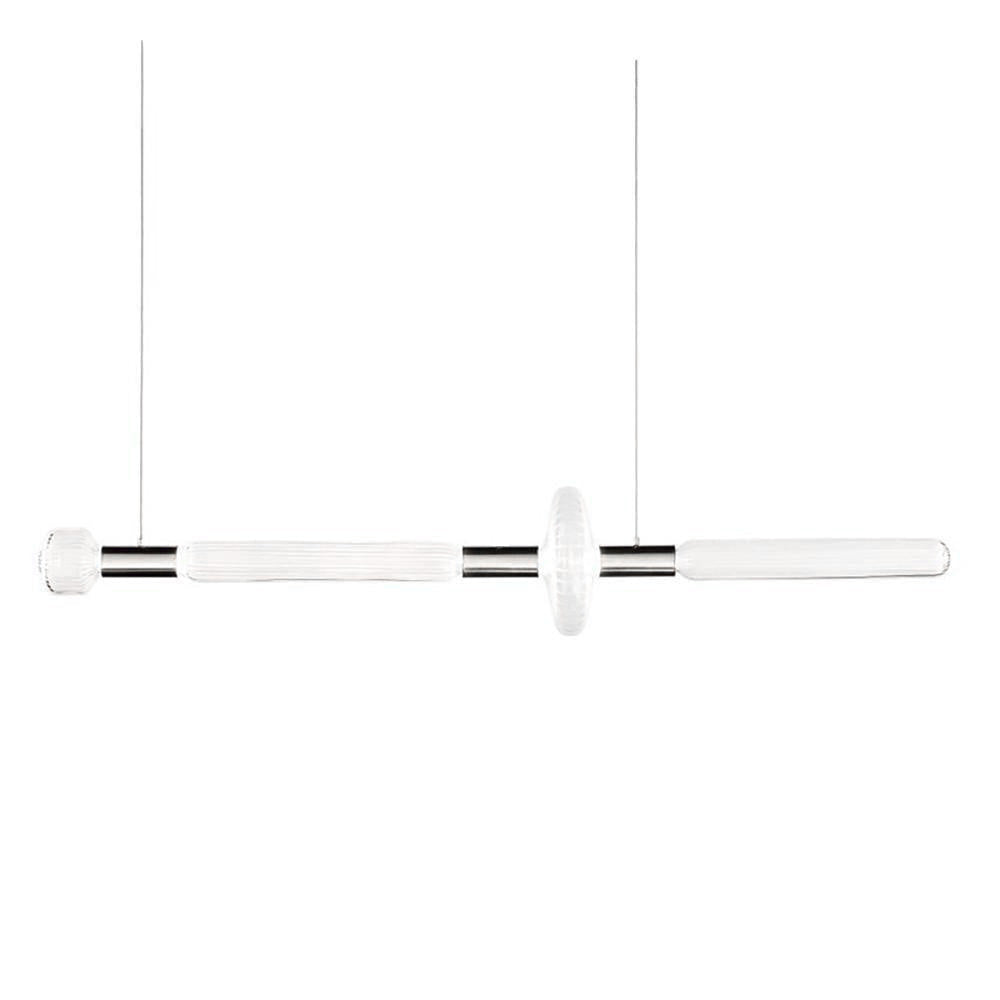 Modern Hand Blown Glass Linear Pendant Light with Champagne Gold Finish LED Droplight