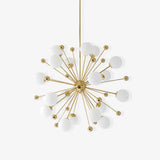 Modern Hand Blown Glass Sphere Pendant Light with Elegant Brass Gold Structure