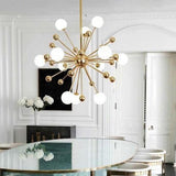 Modern Hand Blown Glass Sphere Pendant Light with Elegant Brass Gold Structure