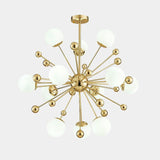 Modern Hand Blown Glass Sphere Pendant Light with Elegant Brass Gold Structure