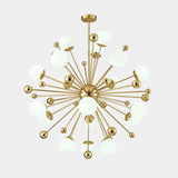 Modern Hand Blown Glass Sphere Pendant Light with Elegant Brass Gold Structure