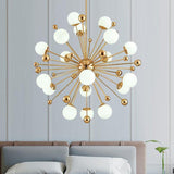 Modern Hand Blown Glass Sphere Pendant Light with Elegant Brass Gold Structure