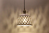 Modern Hand Carved White Ceramic Pendant Lamp with Adjustable Hanging Cord and Brass Finish